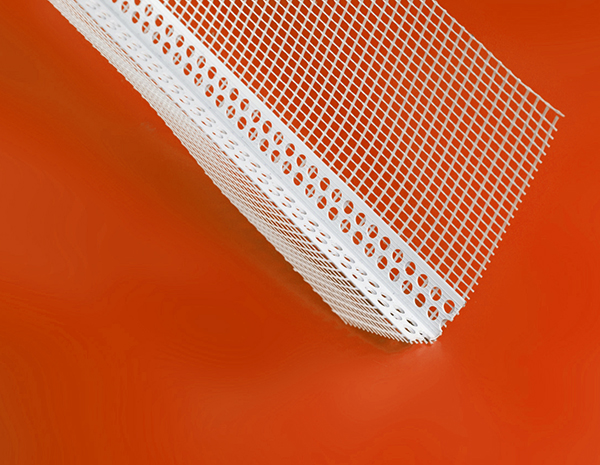 PVC plastic corner bead  used with fiberglass mesh  to protect  drywall in wall construction