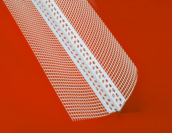 PVC plastic corner bead  used with fiberglass mesh  to protect  drywall in wall construction