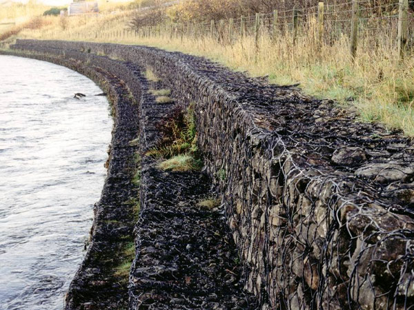 Briefly describe the manufacturing process and use of gabion mesh.